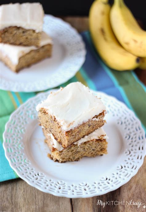 For the frosting, cream the butter and cream cheese until smooth. Banana Snack Cake with Cream Cheese Frosting - My Kitchen ...