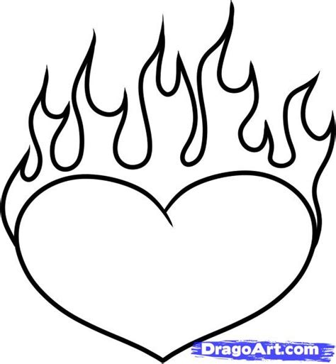 Heart With Flames How To Draw A Heart On Fire Step By Tattoos Pop