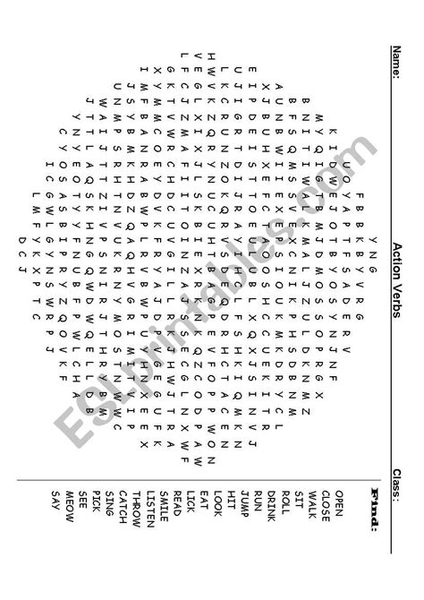 Verb Word Search Esl Worksheet By Goesl