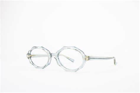 60s Vintage Eyeglasses 1960s Round Clear Glasses Blue Mod Etsy Clear Eyeglass Frames