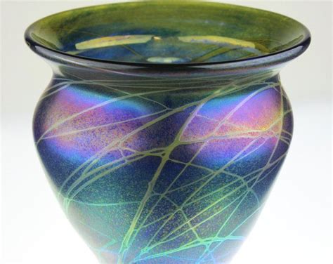 Art Glass Feathered Canes Vase By Eric W Hansen With Etsy Glass