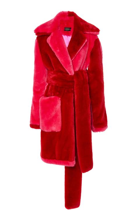 Color Blocked Faux Fur Coat By Christian Siriano Moda Operandi Fur