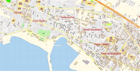 Amalfi Coast Sorrento Salerno Italy Pdf Map Vector Exact City Plan High