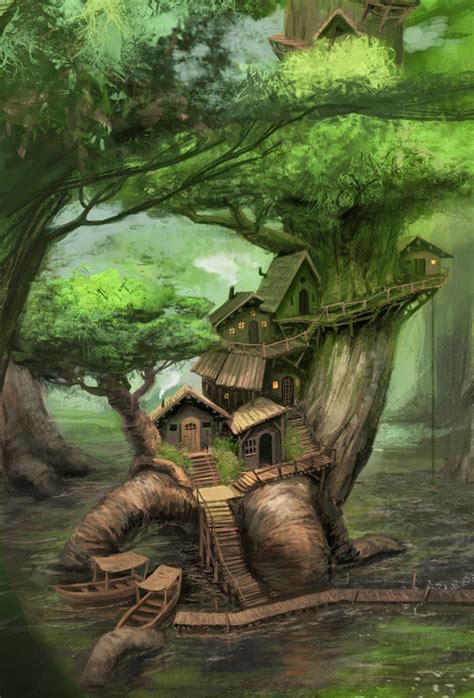 Beautiful Tree House Fantasy Fairy Tale Images Pictures Hd