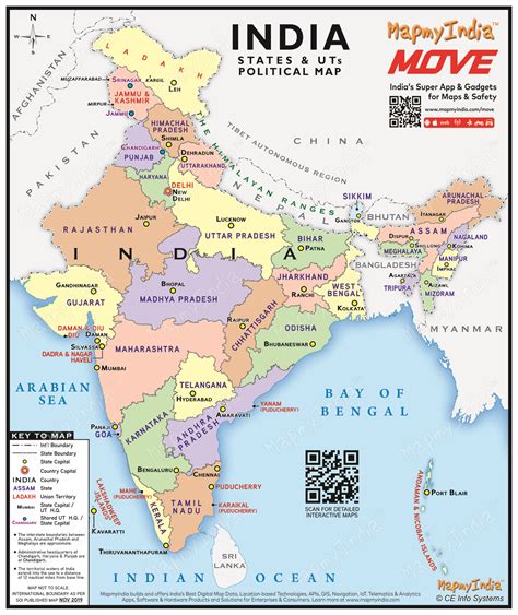 Download The Latest Political Map Of India Mapmyindia