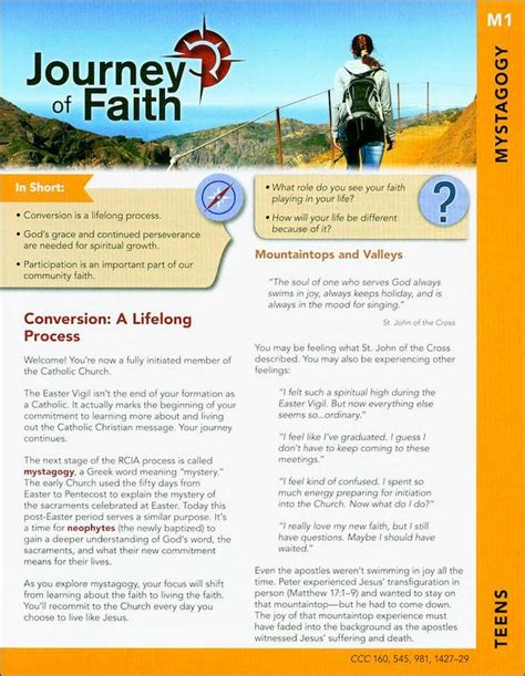 Journey Of Faith For Teens Mystagogy Rcia Pleroma Christian Supplies