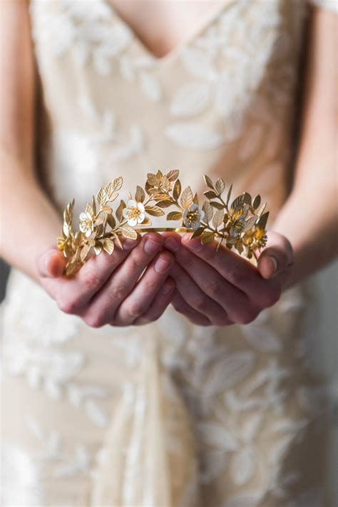 laurel leaf flower crown gold bridal tiara flower tiara gold leaf crown gold tiara 110