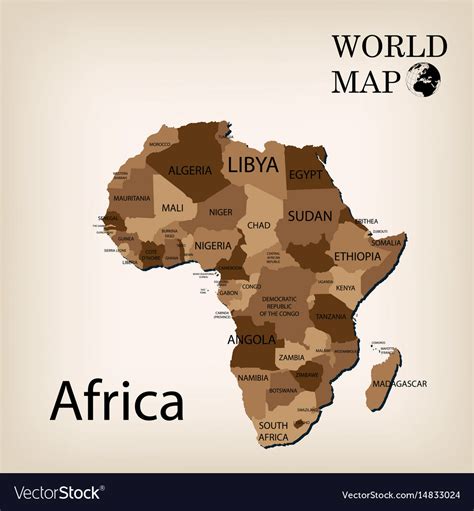 World Map Africa Royalty Free Vector Image Vectorstock