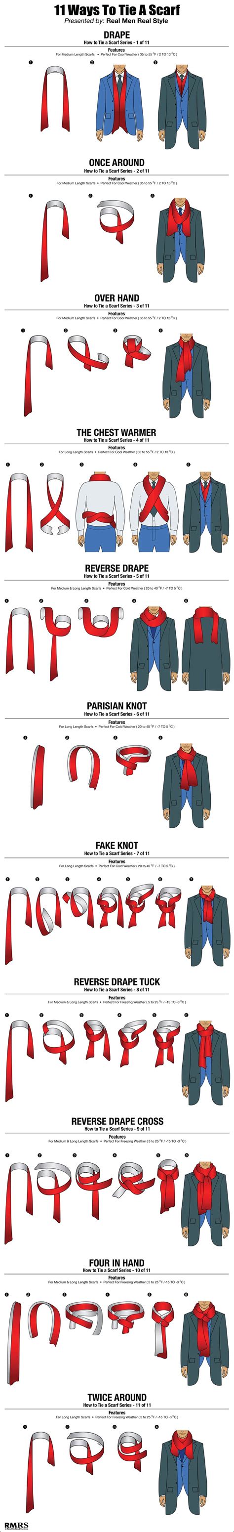 How to tie mens scarf. How To Tie A Scarf Chart | 11 Masculine Ways To Tie Scarves