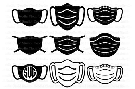 Face Mask Bundle Svg Medical Mask Svg Cut Files By Doodle Cloud Studio