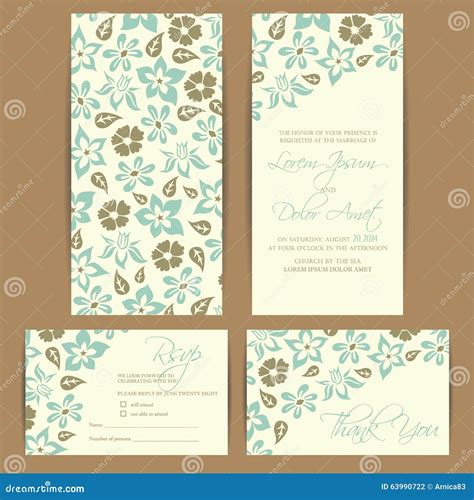 Beautiful Floral Wedding Invitation Card Stock Vector Illustration Of