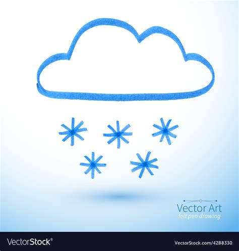 Felt Pen Drawing Of Snowy Cloud Royalty Free Vector Image