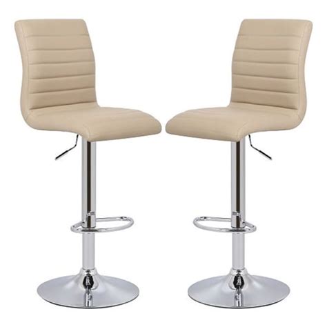 Ripple Faux Leather Bar Stool In Grey With Chrome Base Furniture In