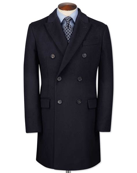 Navy Wool And Cashmere Double Breasted Overcoat Classic Clothing