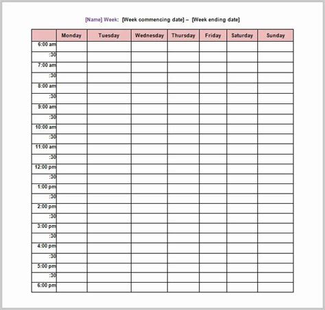 5 Day Schedule Template Best Of 4 10 Work Schedule Template Templates 1