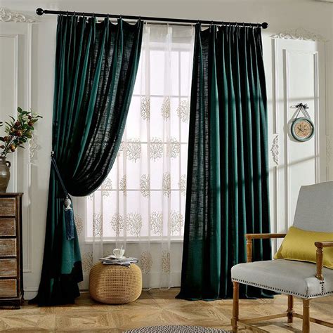 Personally, we love the simple, unfussy look of linen or hemp curtains: Emerald Green Solid Linen Pinch Pleated Tall Hotel ...