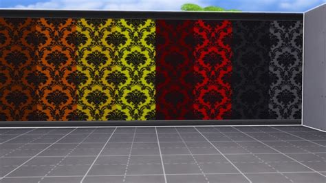 Damask Wallpaper Black Version 1of2 By Angea At Mod The Sims Sims 4