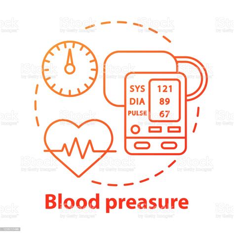 Blood Pressure Control Concept Icon Heart Functioning Monitoring Idea