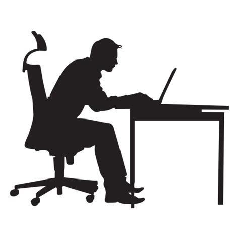 Man Sitting At Computer Desk Silhouette Transparent Png And Svg Vector File