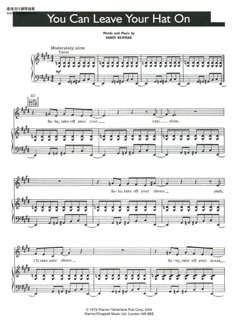Joe Cocker You Can Leave Your Hat On Sheet Music Pdf Free Score Download
