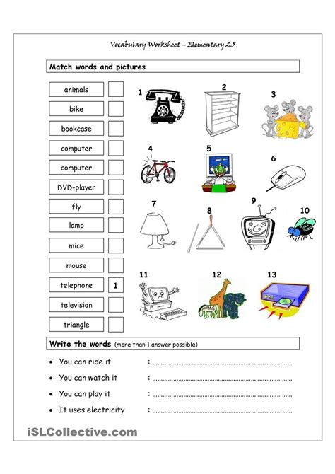 Vocabulary Matching Worksheet Elementary 25 Vocabulary Worksheets