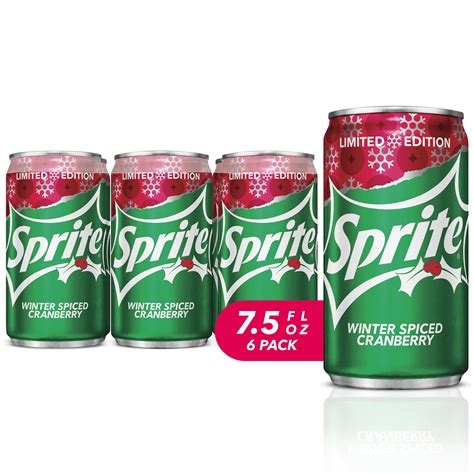 (4 pack) Sprite Soda, Winter Spiced Cranberry, 7.5 Fl Oz, 6 Count ...