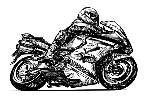 Drawing Of The Motorcycle Rider Isolated Hand Drawn 1330826 Vector Art