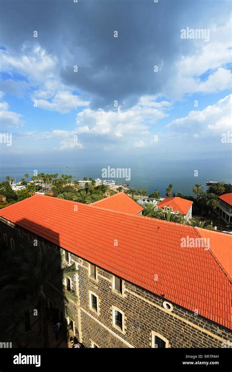 The Sea Of Galilee As Seen From The Lakeside Town Of Tiberias Stock