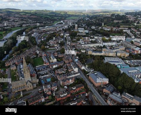 An Aerial View Of Exeter City Centre Devon England Uk Looking