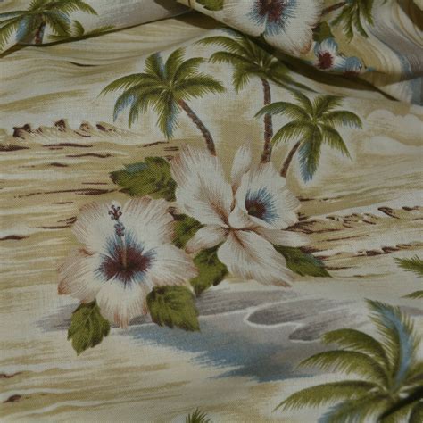 Kaufman Fabric Vintage Hawaiian Fabric Retro Hawaii Palm Trees Tropical