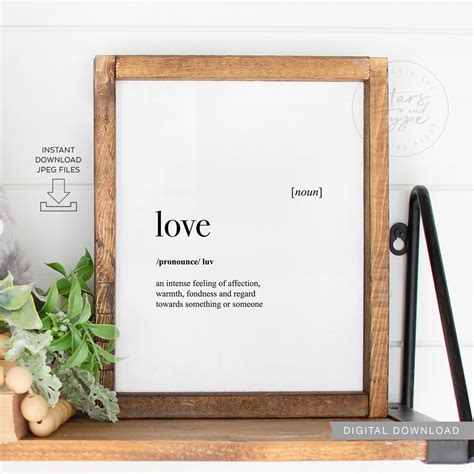 Love Dictionary Definition Meaning Printable Art Love Quote Etsy