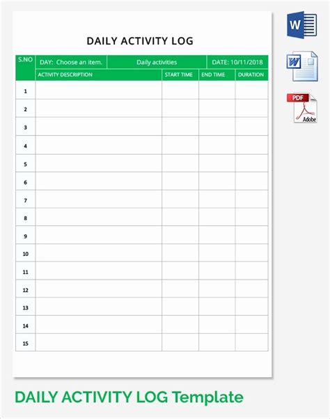 40 Daily Activity Log Template Excel Markmeckler Template Design