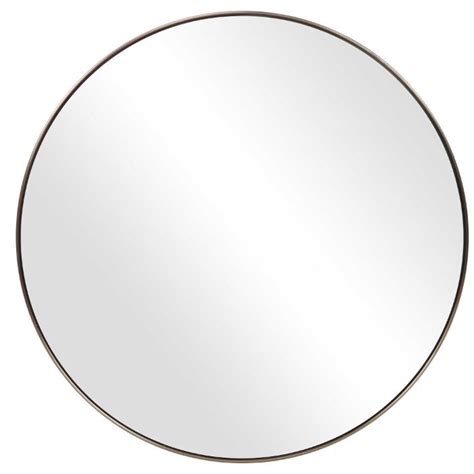 Unique Contemporary Round Mirror With Antiqued Brushed Brass Finish Bseid