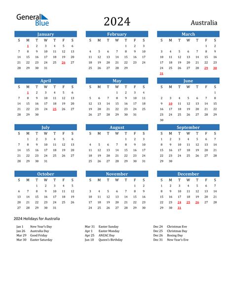 2024 Calendar 2024 Printable Australia 2024 Calendar Printable