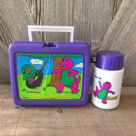 Barney Lunch Box And Thermos Vintage 90s Lyons Group Plastic Lunch