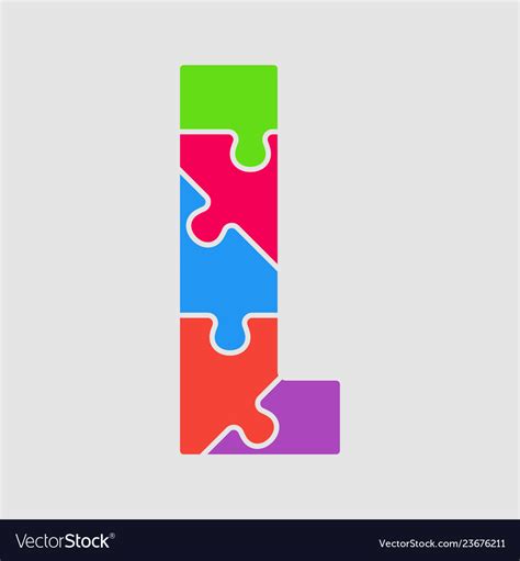 Puzzle Piece Letter L Jigsaw Font Shape Vector Image