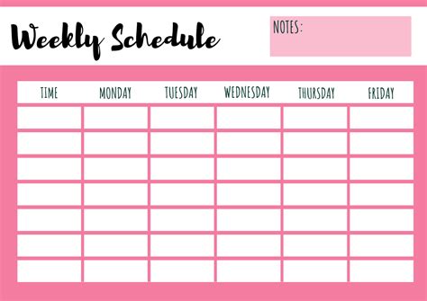 Weekly Schedule Template Pdf Weekly Schedule Daily Schedule