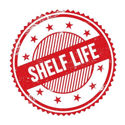 Shelf Life Text Written On Red Grungy Round Stamp Stock Illustration