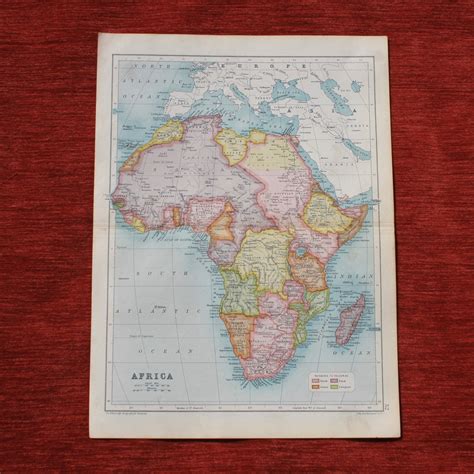 Map Of Africa From Cassells Atlas 1910 Vintage Jg Etsy Africa Map