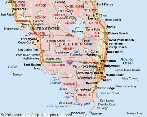 Map Of Southern Florida Map Of Florida Beaches Florida Coast Map Gambaran