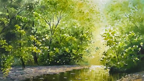 Summer Stream Watercolor Landscape Painting Youtube