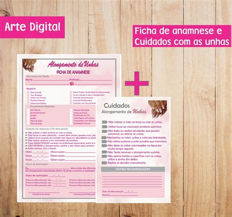 Arte Digital Ficha De Anamnese Para Manicures Planner Manicures Products Nail Care