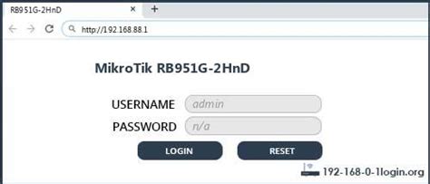 MikroTik RB951G-2HnD - default username/password and default router IP