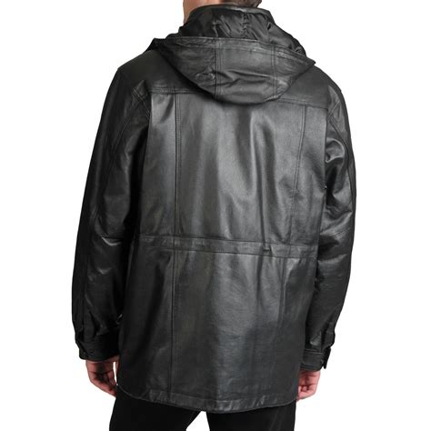 Excelled Mens Leather Parka With Removable Hood Ebay