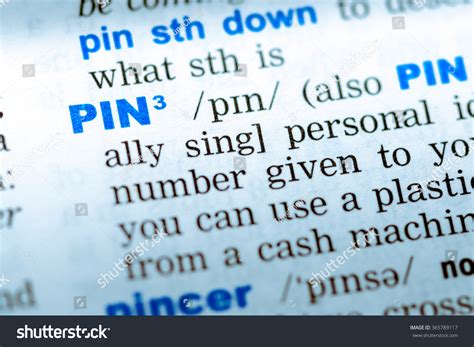 Closeup Word English Dictionary Pin Definition Stock Photo 365789117