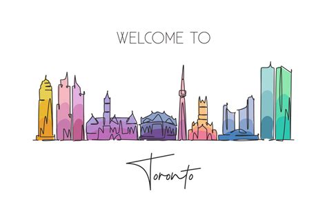 One Continuous Line Drawing Of Toronto City Skyline Canada Beautiful