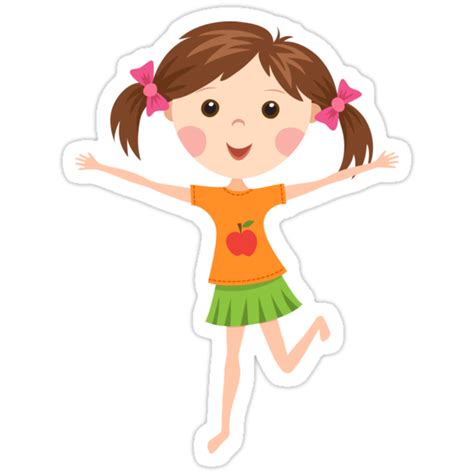Cute Cartoon Girl With Pigtails Stickers By Mheadesign