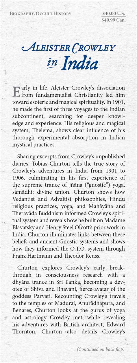 Aleister Crowley In India Book By Tobias Churton Official Publisher