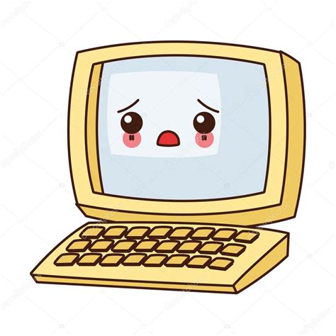 Kawaii Icono De La Computadora Ilustración De Stock De ©jemastock