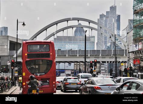 Traffic Jam In Londons East End Stock Photo Alamy